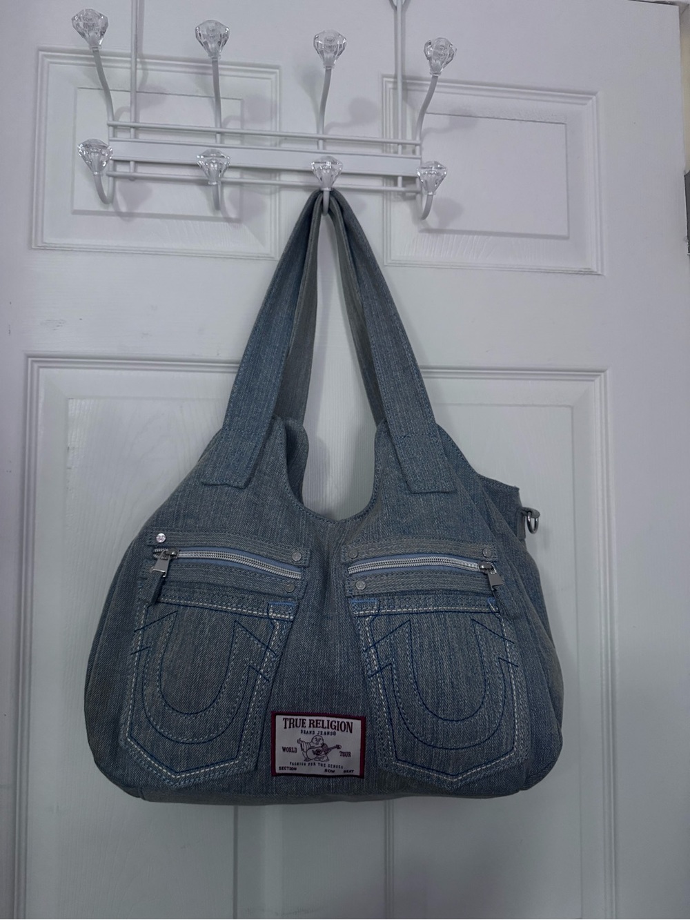 True Religion Blue Denim Shoulder Bag